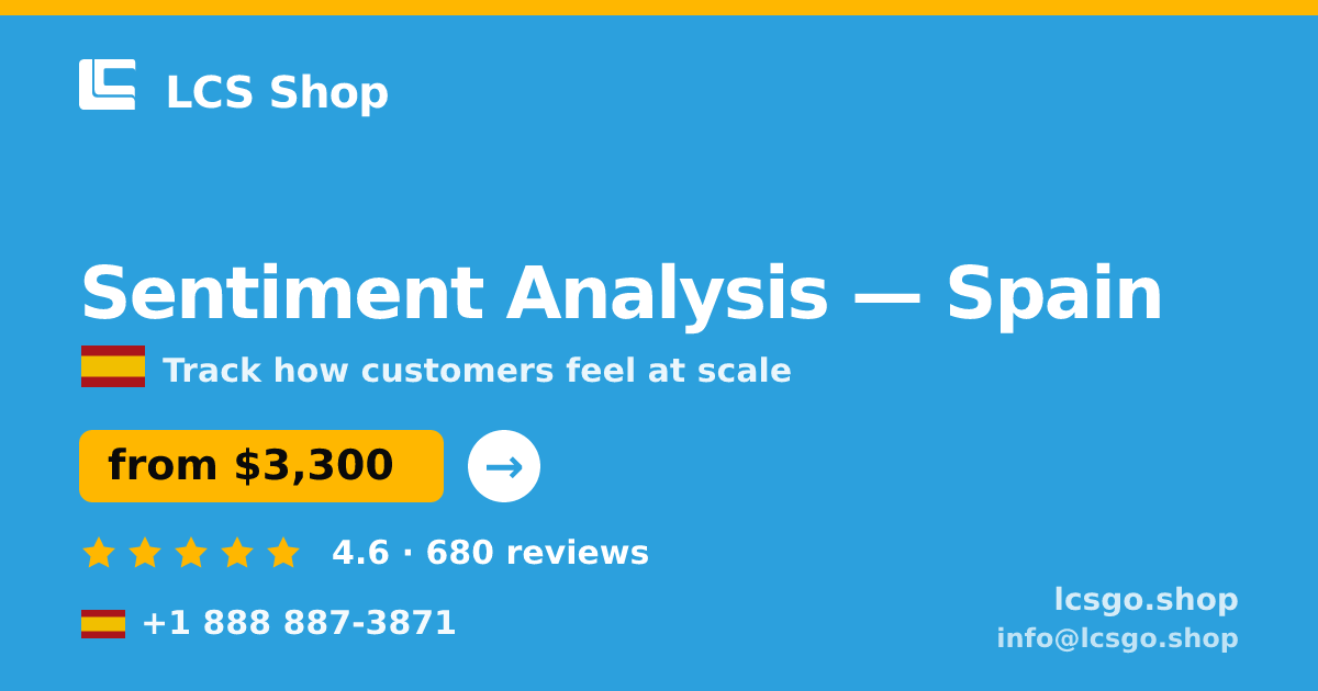 Sentiment Analysis in Barcelona — from $4,400, rated 5/5 by 401 clients. LCS Shop.