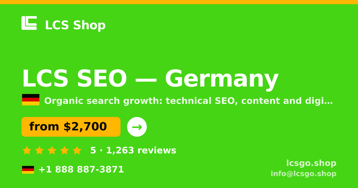 LCS SEO in Germany — from $2,700/mo, rated 5/5 by 1263 clients. LCS Shop.
