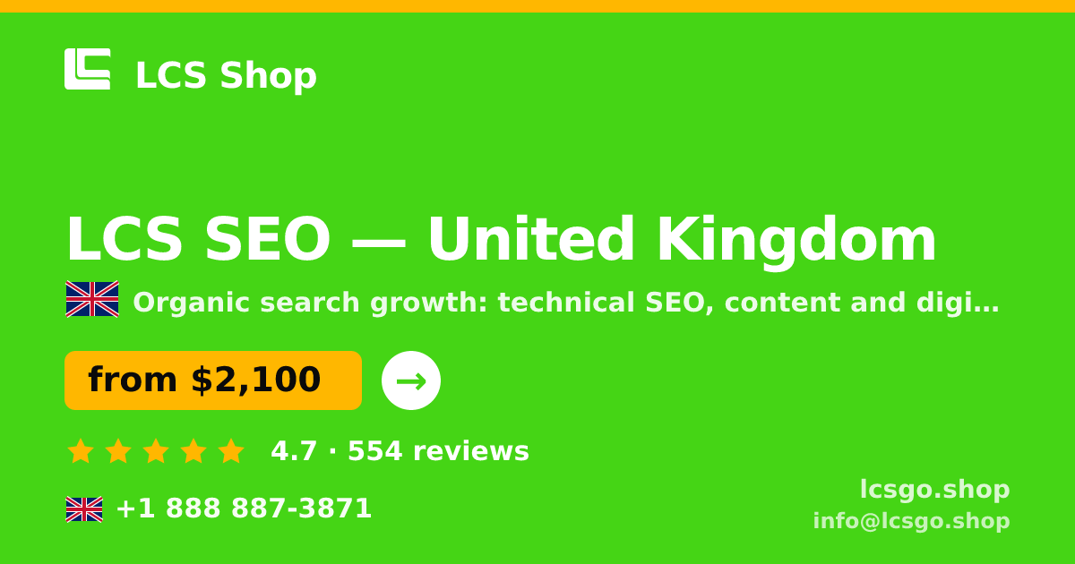 LCS SEO in Glasgow — from $2,300/mo, rated 4.5/5 by 3234 clients. LCS Shop.