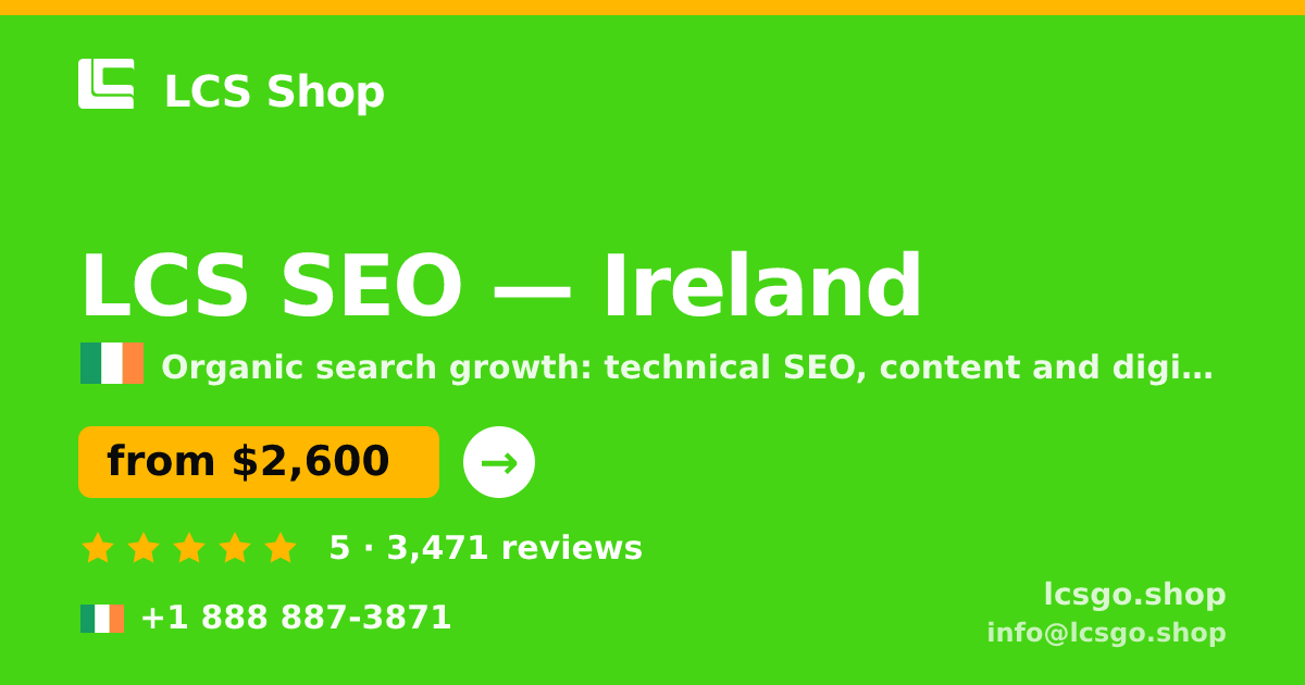 LCS SEO in Cork — from $2,400/mo, rated 4.5/5 by 915 clients. LCS Shop.