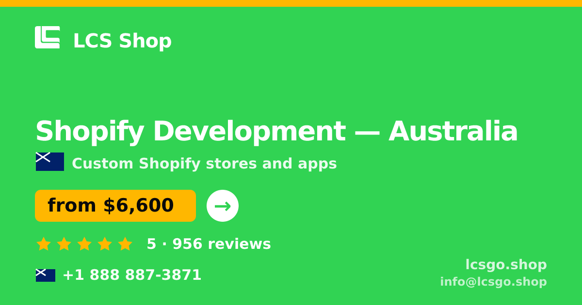 Shopify Development in Sydney — from $9,500, rated 4.8/5 by 3112 clients. LCS Shop.