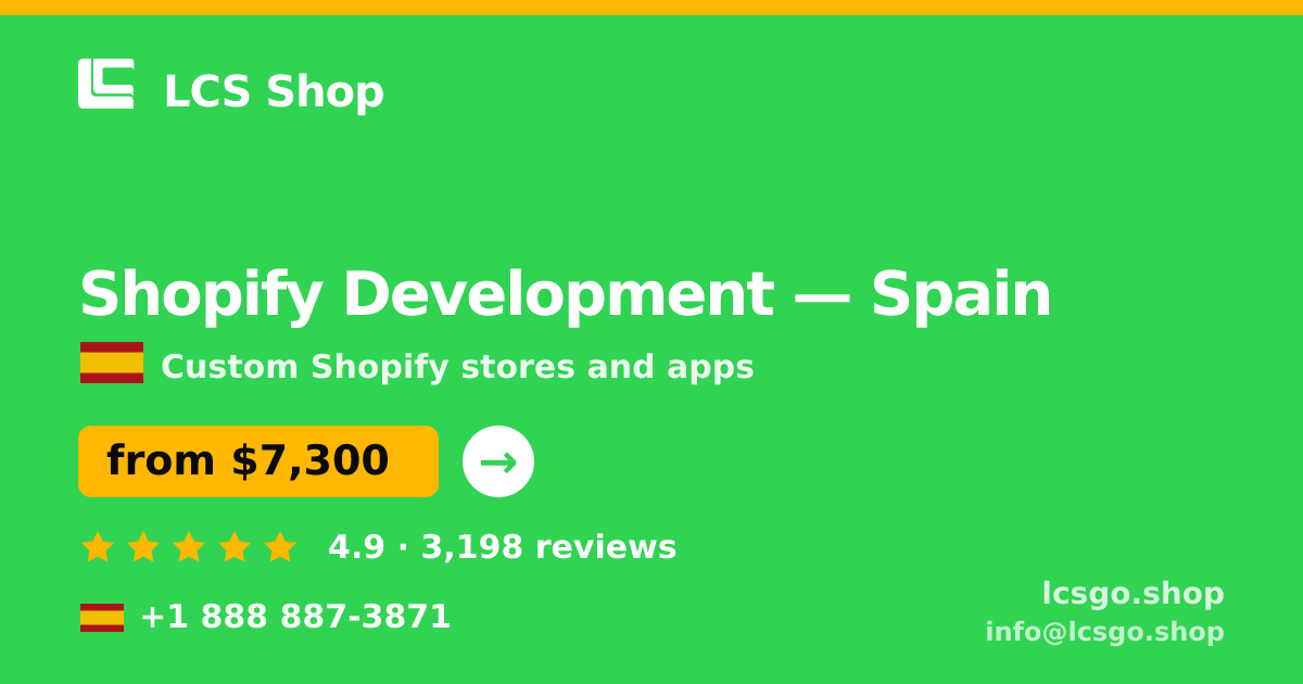 Shopify Development in Valencia — from $5,800, rated 4.8/5 by 971 clients. LCS Shop.