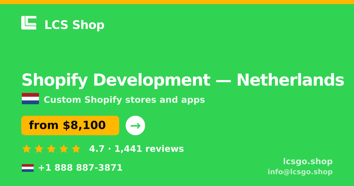 Shopify Development in Amsterdam — from $7,700, rated 4.8/5 by 2061 clients. LCS Shop.