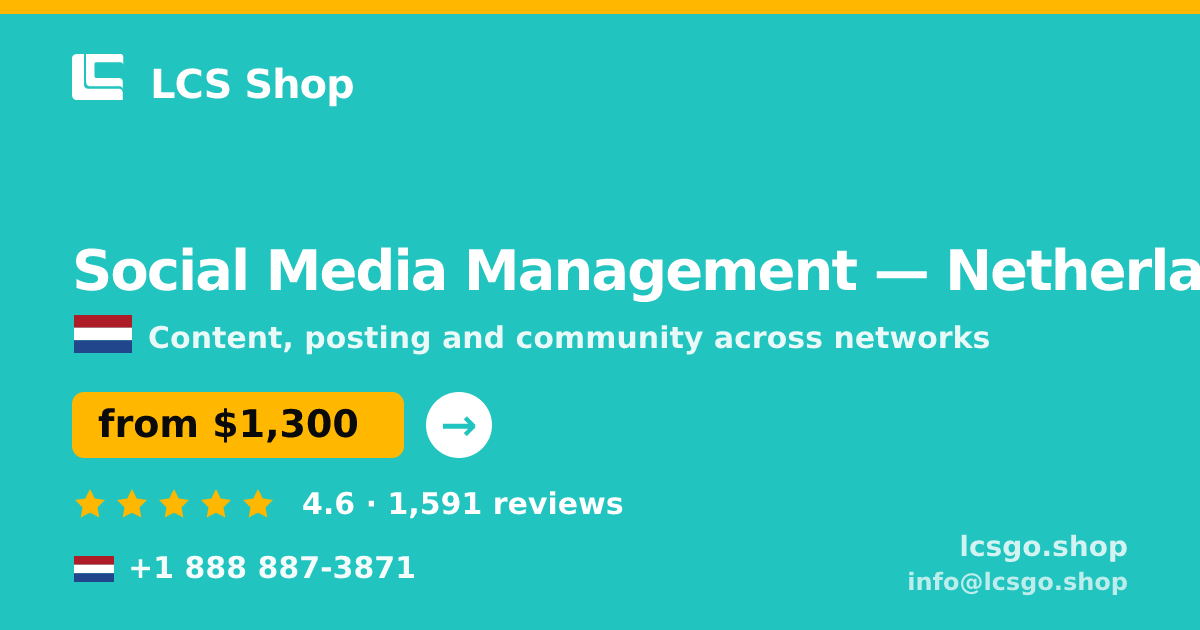 Social Media Management in Amsterdam — from $1,400/mo, rated 4.8/5 by 377 clients. LCS Shop.
