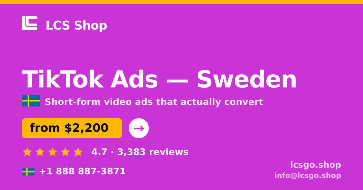 TikTok Ads in Gothenburg — from $2,900/mo, rated 4.7/5 by 697 clients. LCS Shop.