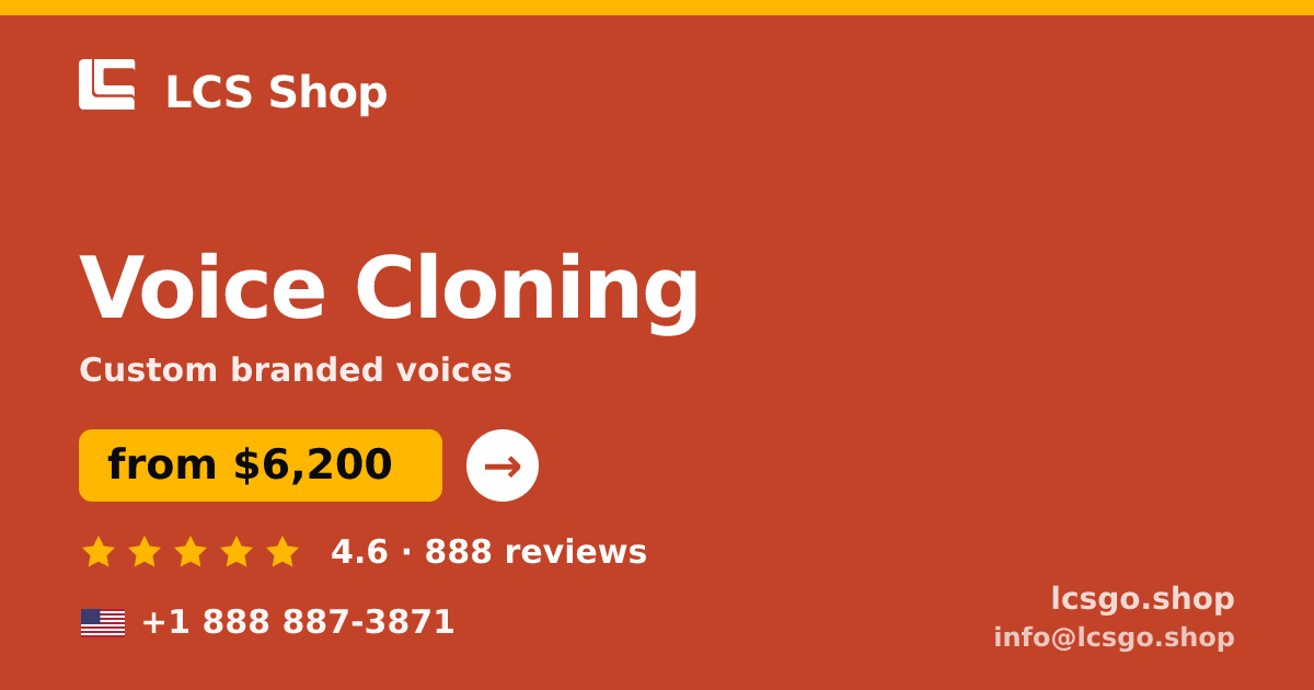 Voice Cloning in the USA — from $6,200, rated 4.6/5 by 888 clients. LCS Shop.