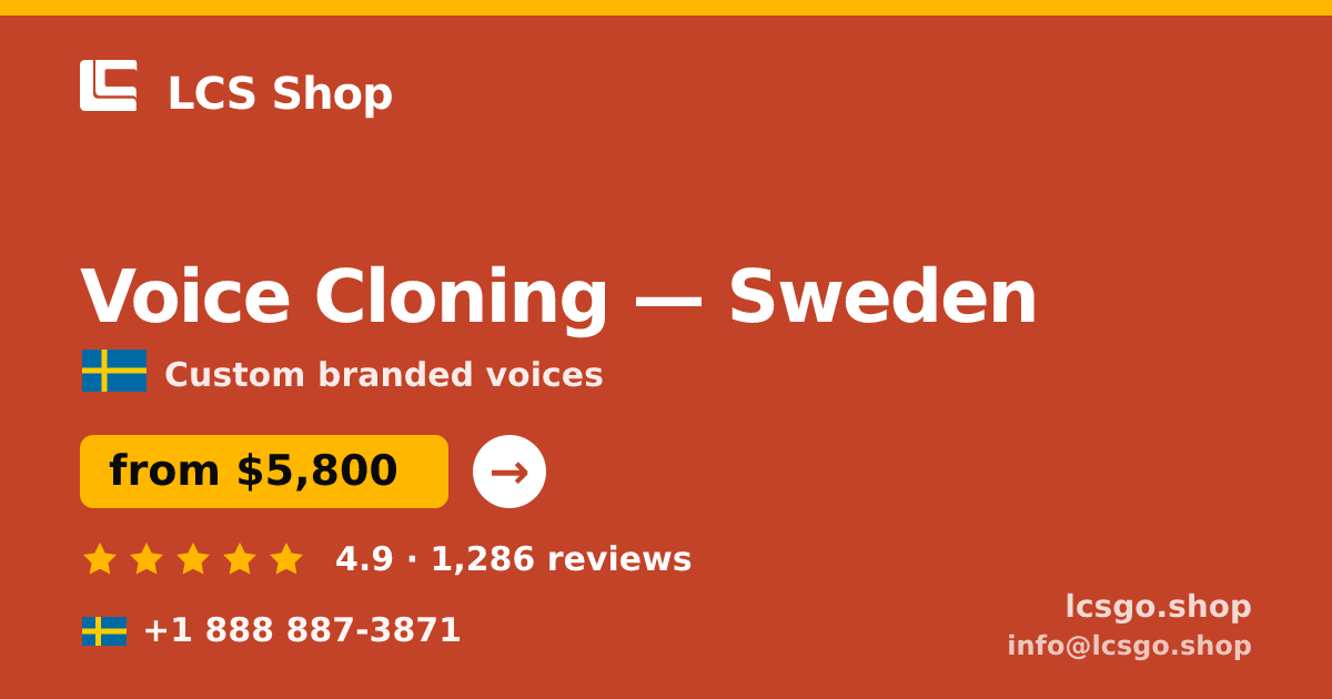 Voice Cloning in Gothenburg — from $8,200, rated 4.6/5 by 1532 clients. LCS Shop.