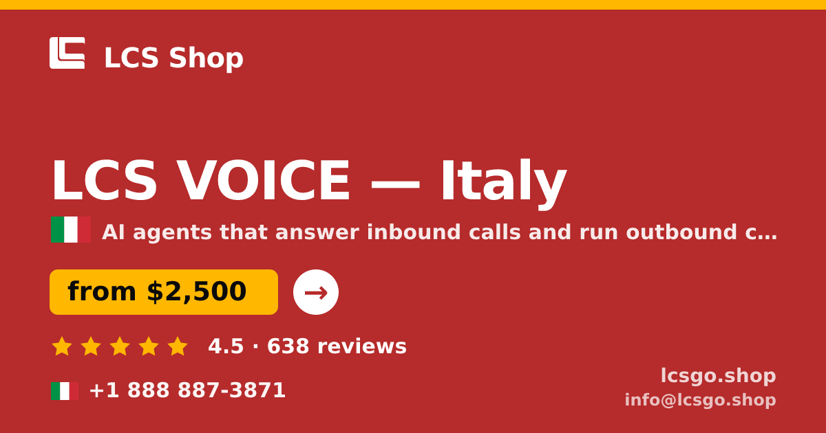 LCS VOICE in Italy — from $2,500/mo, rated 4.5/5 by 638 clients. LCS Shop.