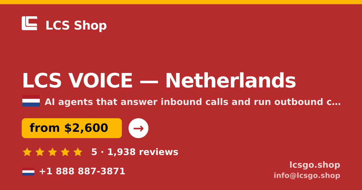 LCS VOICE in Amsterdam — from $2,900/mo, rated 4.9/5 by 3237 clients. LCS Shop.