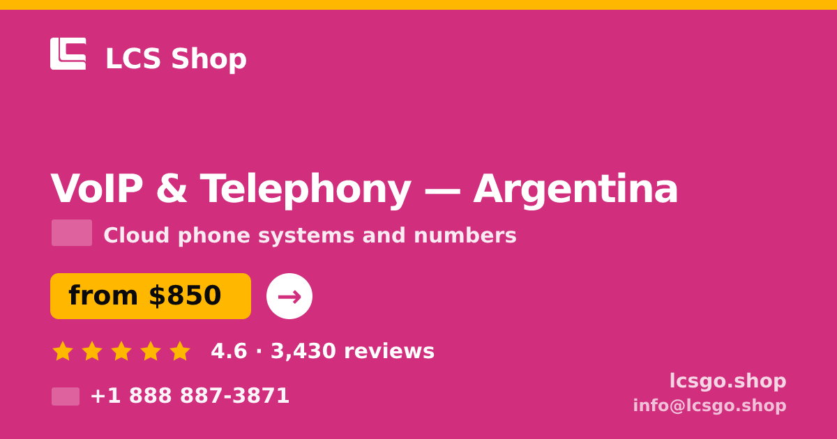 VoIP & Telephony in Argentina — from $850/mo, rated 4.6/5 by 3430 clients. LCS Shop.