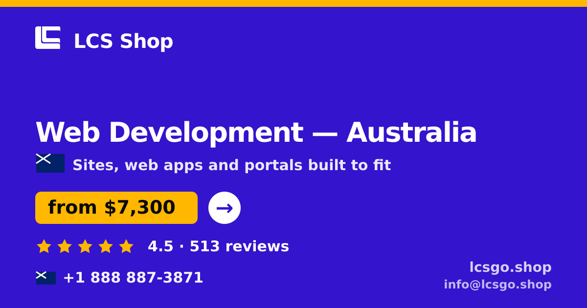 Web Development in Australia — from $7,300, rated 4.5/5 by 513 clients. LCS Shop.