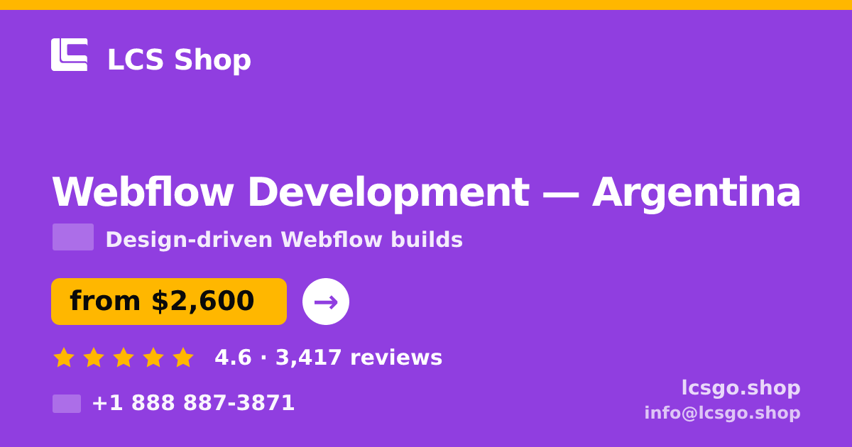 Webflow Development in Argentina — from $2,600, rated 4.6/5 by 3417 clients. LCS Shop.