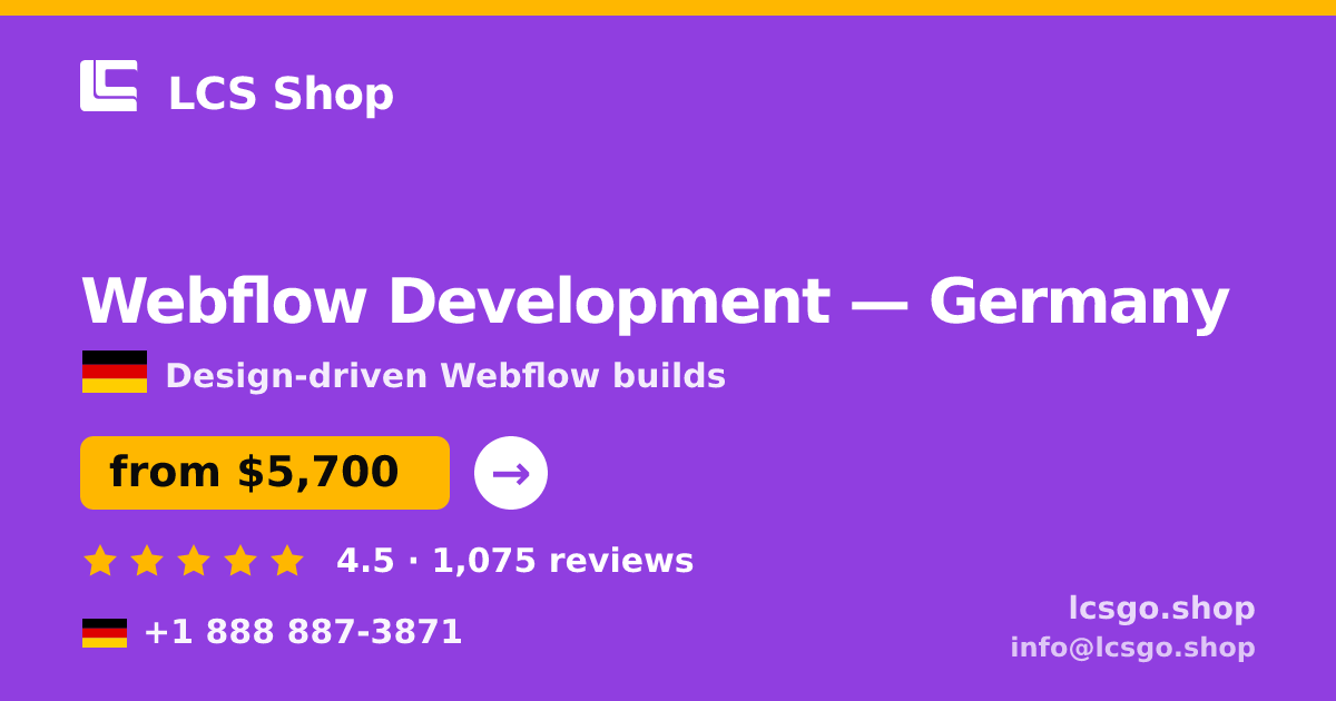 Webflow Development in Germany — from $5,700, rated 4.5/5 by 1075 clients. LCS Shop.