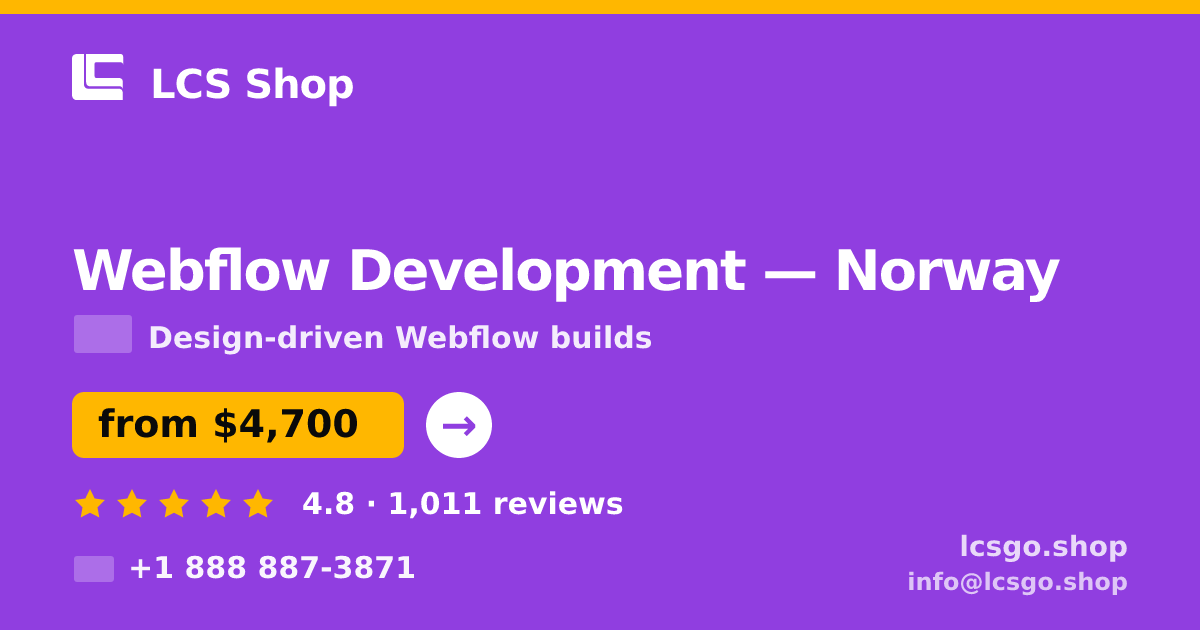 Webflow Development in Norway — from $4,700, rated 4.8/5 by 1011 clients. LCS Shop.