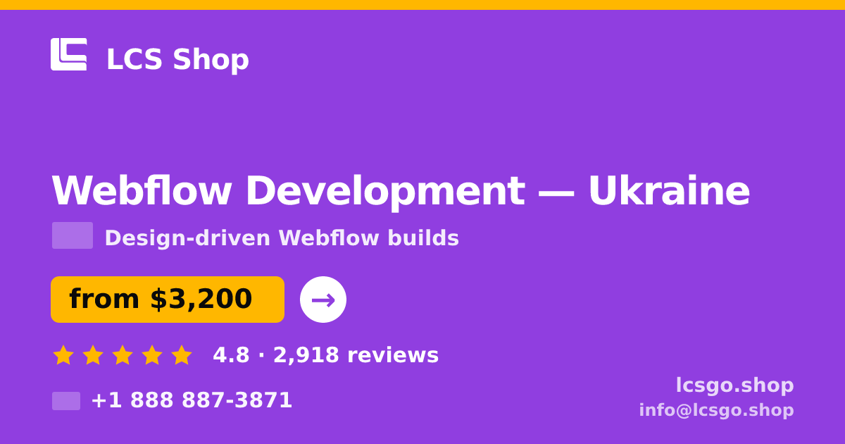 Webflow Development in Ukraine — from $3,200, rated 4.8/5 by 2918 clients. LCS Shop.