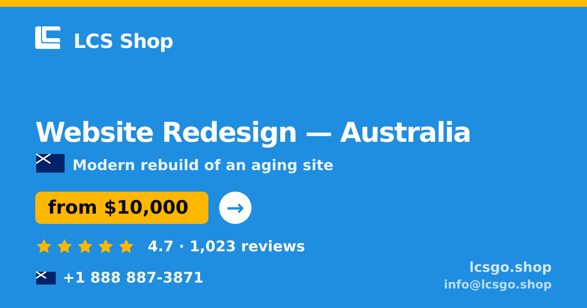 Website Redesign in Melbourne — from $11,000, rated 4.6/5 by 2122 clients. LCS Shop.