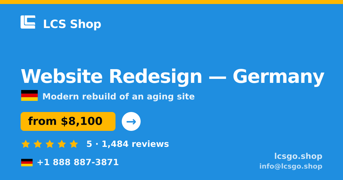 Website Redesign in Germany — from $8,100, rated 5/5 by 1484 clients. LCS Shop.