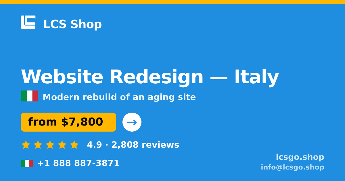 Website Redesign in Milan — from $9,600, rated 4.8/5 by 637 clients. LCS Shop.