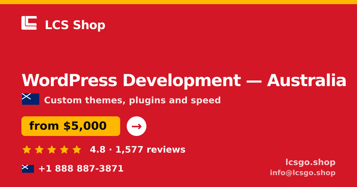 WordPress Development in Australia — from $5,000, rated 4.8/5 by 1577 clients. LCS Shop.