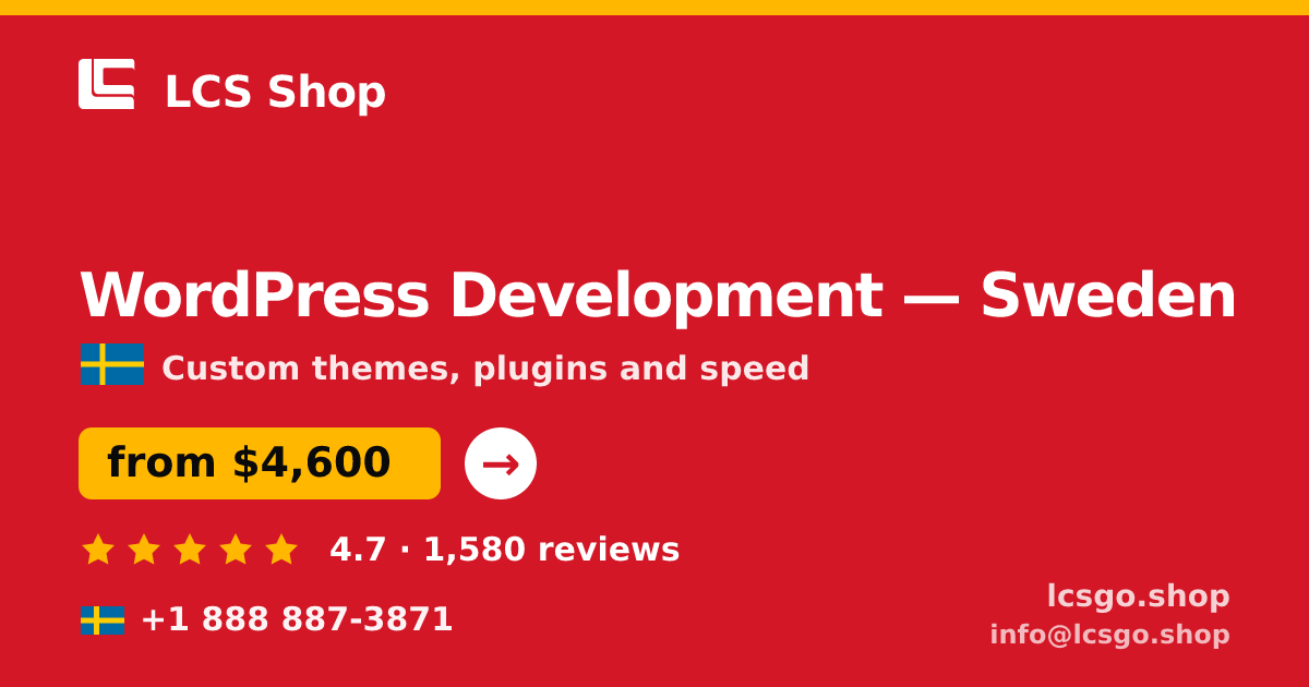 WordPress Development in Stockholm — from $6,600, rated 4.6/5 by 2318 clients. LCS Shop.